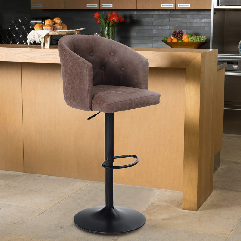17 Stories Duff Swivel Adjustable Height Bar Stool Wayfair